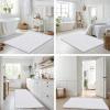 imageSmiry Bathroom Rugs Mat 30x20 Extra Soft Absorbent Chenille Bath Rugs Non Slip Rubber Backing Machine Washable Quick Dry Bath Mats for Bathroom Floor Tub Shower Home Decor Accessories GreyWhite