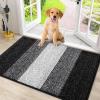 imageSmiry Dog Door Mat for Muddy Paws Absorbs Moisture and Dirt LowProfile Entryway Mat with NonSlip Backing Entry Indoor Outdoor Doormat for Inside Floor 30x20 Inches BlackBlack