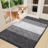 imageSmiry Dog Door Mat for Muddy Paws Absorbs Moisture and Dirt LowProfile Entryway Mat with NonSlip Backing Entry Indoor Outdoor Doormat for Inside Floor 30x20 Inches BlackGrey