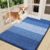 imageSmiry Dog Door Mat for Muddy Paws Absorbs Moisture and Dirt LowProfile Entryway Mat with NonSlip Backing Entry Indoor Outdoor Doormat for Inside Floor 30x20 Inches BlackNavy Blue