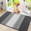 imageSmiry Dog Door Mat for Muddy Paws Absorbs Moisture and Dirt LowProfile Entryway Mat with NonSlip Backing Entry Indoor Outdoor Doormat for Inside Floor 30x20 Inches BlackGrey