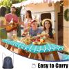 imageSmiry Picnic Table Cover with Bench Covers Waterproof Elastic Fitted Tablecloth for 6 Foot Tables Washable Polyester Tablecloths for Camping Indoor ampamp Outdoor Green Blue 30x72 Inch 3pc SetTeal