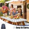 imageSmiry Picnic Table Cover with Bench Covers Waterproof Elastic Fitted Tablecloth for 6 Foot Tables Washable Polyester Tablecloths for Camping Indoor ampamp Outdoor Green Blue 30x72 Inch 3pc SetWhite