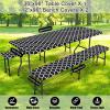 imageSmiry Picnic Table Cover with Bench Covers Waterproof Elastic Fitted Tablecloth for 6 Foot Tables Washable Polyester Tablecloths for Camping Indoor ampamp Outdoor Green Blue 30x72 Inch 3pc SetBlack