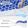 imageSmiry Picnic Table Cover with Bench Covers Waterproof Elastic Fitted Tablecloth for 6 Foot Tables Washable Polyester Tablecloths for Camping Indoor ampamp Outdoor Green Blue 30x72 Inch 3pc SetBlue