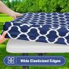 imageSmiry Picnic Table Cover with Bench Covers Waterproof Elastic Fitted Tablecloth for 6 Foot Tables Washable Polyester Tablecloths for Camping Indoor ampamp Outdoor Green Blue 30x72 Inch 3pc SetNavy