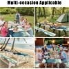 imageSmiry Picnic Table Cover with Bench Covers Waterproof Elastic Fitted Tablecloth for 6 Foot Tables Washable Polyester Tablecloths for Camping Indoor ampamp Outdoor Green Blue 30x72 Inch 3pc SetGreen Blue