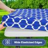 imageSmiry Picnic Table Cover with Bench Covers Waterproof Elastic Fitted Tablecloth for 6 Foot Tables Washable Polyester Tablecloths for Camping Indoor ampamp Outdoor Green Blue 30x72 Inch 3pc SetBlue