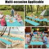imageSmiry Picnic Table Cover with Bench Covers Waterproof Elastic Fitted Tablecloth for 6 Foot Tables Washable Polyester Tablecloths for Camping Indoor ampamp Outdoor Green Blue 30x72 Inch 3pc SetTeal