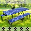imageSmiry Picnic Table Cover with Bench Covers Waterproof Elastic Fitted Tablecloth for 6 Foot Tables Washable Polyester Tablecloths for Camping Indoor ampamp Outdoor Green Blue 30x72 Inch 3pc SetBlue