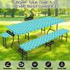imageSmiry Picnic Table Cover with Bench Covers Waterproof Elastic Fitted Tablecloth for 6 Foot Tables Washable Polyester Tablecloths for Camping Indoor ampamp Outdoor Green Blue 30x72 Inch 3pc SetTeal