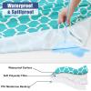 imageSmiry Picnic Table Cover with Bench Covers Waterproof Elastic Fitted Tablecloth for 6 Foot Tables Washable Polyester Tablecloths for Camping Indoor ampamp Outdoor Green Blue 30x72 Inch 3pc SetTeal