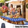 imageSmiry Picnic Table Cover with Bench Covers Waterproof Elastic Fitted Tablecloth for 6 Foot Tables Washable Polyester Tablecloths for Camping Indoor ampamp Outdoor Green Blue 30x72 Inch 3pc SetBlue