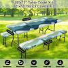 imageSmiry Picnic Table Cover with Bench Covers Waterproof Elastic Fitted Tablecloth for 6 Foot Tables Washable Polyester Tablecloths for Camping Indoor ampamp Outdoor Green Blue 30x72 Inch 3pc SetGreen Blue