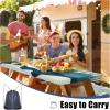imageSmiry Picnic Table Cover with Bench Covers Waterproof Elastic Fitted Tablecloth for 6 Foot Tables Washable Polyester Tablecloths for Camping Indoor ampamp Outdoor Green Blue 30x72 Inch 3pc SetGreen Blue