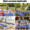 imageSmiry Picnic Table Cover with Bench Covers Waterproof Elastic Fitted Tablecloth for 6 Foot Tables Washable Polyester Tablecloths for Camping Indoor ampamp Outdoor Green Blue 30x72 Inch 3pc SetBlue