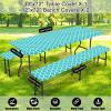 imageSmiry Picnic Table Cover with Bench Covers Waterproof Elastic Fitted Tablecloth for 6 Foot Tables Washable Polyester Tablecloths for Camping Indoor ampamp Outdoor Green Blue 30x72 Inch 3pc SetTeal