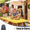 imageSmiry Picnic Table Cover with Bench Covers Waterproof Elastic Fitted Tablecloth for 6 Foot Tables Washable Polyester Tablecloths for Camping Indoor ampamp Outdoor Green Blue 30x72 Inch 3pc SetYellow