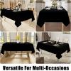 imageSmiry Rectangle Faux Linen Table Cloth Waterproof Burlap Fabric Tablecloth Washable Decorative Farmhouse Table Covers for Kitchen Dining Parties 52x70 Amber BronzeBlack