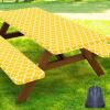 imageSmiry Picnic Table Cover with Bench Covers Waterproof Elastic Fitted Tablecloth for 6 Foot Tables Washable Polyester Tablecloths for Camping Indoor ampamp Outdoor Green Blue 30x72 Inch 3pc SetYellow