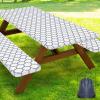 imageSmiry Picnic Table Cover with Bench Covers Waterproof Elastic Fitted Tablecloth for 6 Foot Tables Washable Polyester Tablecloths for Camping Indoor ampamp Outdoor Green Blue 30x72 Inch 3pc SetWhite
