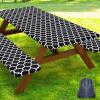 imageSmiry Picnic Table Cover with Bench Covers Waterproof Elastic Fitted Tablecloth for 6 Foot Tables Washable Polyester Tablecloths for Camping Indoor ampamp Outdoor Green Blue 30x72 Inch 3pc SetBlack
