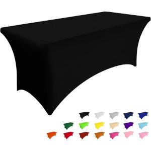 imageSmiry 2 Pack Spandex Table Cloth 6FT Elastic Fitted Stretch Tablecloths for Rectangle Tables Washable Table Cover for Outdoor Wedding Banquet ampamp Parties Navy 72Lx30Wx30H InchBlack