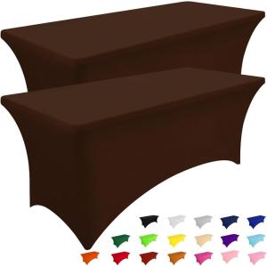 imageSmiry 2 Pack Spandex Table Cloth 6FT Elastic Fitted Stretch Tablecloths for Rectangle Tables Washable Table Cover for Outdoor Wedding Banquet ampamp Parties Navy 72Lx30Wx30H InchCoffee
