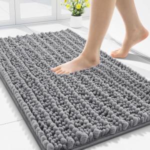 imageSmiry Bathroom Rugs Mat 30x20 Extra Soft Absorbent Chenille Bath Rugs Non Slip Rubber Backing Machine Washable Quick Dry Bath Mats for Bathroom Floor Tub Shower Home Decor Accessories GreyMedium Grey