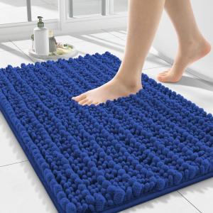 imageSmiry Bathroom Rugs Mat 30x20 Extra Soft Absorbent Chenille Bath Rugs Non Slip Rubber Backing Machine Washable Quick Dry Bath Mats for Bathroom Floor Tub Shower Home Decor Accessories GreyRoyal Blue