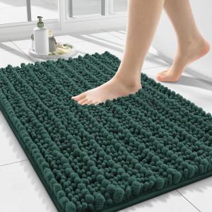imageSmiry Bathroom Rugs Mat 30x20 Extra Soft Absorbent Chenille Bath Rugs Non Slip Rubber Backing Machine Washable Quick Dry Bath Mats for Bathroom Floor Tub Shower Home Decor Accessories GreyGreen