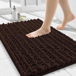 imageSmiry Bathroom Rugs Mat 30x20 Extra Soft Absorbent Chenille Bath Rugs Non Slip Rubber Backing Machine Washable Quick Dry Bath Mats for Bathroom Floor Tub Shower Home Decor Accessories GreyBrown