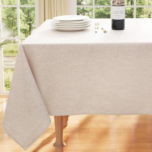 imageSmiry Rectangle Faux Linen Table Cloth Waterproof Burlap Fabric Tablecloth Washable Decorative Farmhouse Table Covers for Kitchen Dining Parties 52x70 Amber BronzeTan