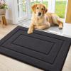 imageSmiry Dog Door Mat for Muddy Paws Indoor Entrance Absorbs Moisture and Dirt LowProfile Washable Front Door Mat for Floor Home Entryway 30x20 Inches GreyDark Grey