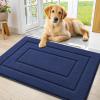 imageSmiry Dog Door Mat for Muddy Paws Indoor Entrance Absorbs Moisture and Dirt LowProfile Washable Front Door Mat for Floor Home Entryway 30x20 Inches GreyNavy Blue