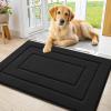 imageSmiry Dog Door Mat for Muddy Paws Indoor Entrance Absorbs Moisture and Dirt LowProfile Washable Front Door Mat for Floor Home Entryway 30x20 Inches GreyBlack