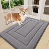 imageSmiry Dog Door Mat for Muddy Paws Indoor Entrance Absorbs Moisture and Dirt LowProfile Washable Front Door Mat for Floor Home Entryway 30x20 Inches GreyGrey