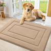 imageSmiry Dog Door Mat for Muddy Paws Indoor Entrance Absorbs Moisture and Dirt LowProfile Washable Front Door Mat for Floor Home Entryway 30x20 Inches GreyBeige