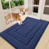 imageSmiry Dog Door Mat for Muddy Paws Indoor Entrance Absorbs Moisture and Dirt LowProfile Washable Front Door Mat for Floor Home Entryway 30x20 Inches GreyNavy Blue