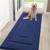 imageSmiry Dog Door Mat for Muddy Paws Indoor Entrance Absorbs Moisture and Dirt LowProfile Washable Front Door Mat for Floor Home Entryway 30x20 Inches GreyNavy Blue