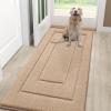 imageSmiry Dog Door Mat for Muddy Paws Indoor Entrance Absorbs Moisture and Dirt LowProfile Washable Front Door Mat for Floor Home Entryway 30x20 Inches GreyBeige
