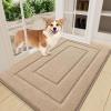 imageSmiry Dog Door Mat for Muddy Paws Indoor Entrance Absorbs Moisture and Dirt LowProfile Washable Front Door Mat for Floor Home Entryway 30x20 Inches GreyBeige