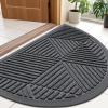 imageSmiry Half Circle Front Door Mat Outside Entrance Heavy Duty Sturdy Natural Rubber Doormat Trap Dirt and Moisture Low Profile Floor Mats for Indoor Outdoor Entry 295x17 Inch BlackGrey