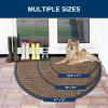 imageSmiry Half Circle Front Door Mat Outside Entrance Heavy Duty Sturdy Natural Rubber Doormat Trap Dirt and Moisture Low Profile Floor Mats for Indoor Outdoor Entry 295x17 Inch BlackBrown