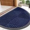 imageSmiry Half Circle Front Door Mat Outside Entrance Heavy Duty Sturdy Natural Rubber Doormat Trap Dirt and Moisture Low Profile Floor Mats for Indoor Outdoor Entry 295x17 Inch BlackNavy Blue