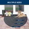 imageSmiry Half Circle Front Door Mat Outside Entrance Heavy Duty Sturdy Natural Rubber Doormat Trap Dirt and Moisture Low Profile Floor Mats for Indoor Outdoor Entry 295x17 Inch BlackGrey