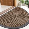 imageSmiry Half Circle Front Door Mat Outside Entrance Heavy Duty Sturdy Natural Rubber Doormat Trap Dirt and Moisture Low Profile Floor Mats for Indoor Outdoor Entry 295x17 Inch BlackBrown