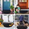imageSmiry Half Circle Front Door Mat Outside Entrance Heavy Duty Sturdy Natural Rubber Doormat Trap Dirt and Moisture Low Profile Floor Mats for Indoor Outdoor Entry 295x17 Inch BlackBlack