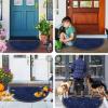 imageSmiry Half Circle Front Door Mat Outside Entrance Heavy Duty Sturdy Natural Rubber Doormat Trap Dirt and Moisture Low Profile Floor Mats for Indoor Outdoor Entry 295x17 Inch BlackNavy Blue