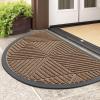 imageSmiry Half Circle Front Door Mat Outside Entrance Heavy Duty Sturdy Natural Rubber Doormat Trap Dirt and Moisture Low Profile Floor Mats for Indoor Outdoor Entry 295x17 Inch BlackBrown